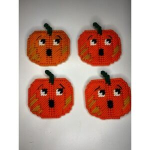 🎃4 Halloween Pumpkins Fall Jack O Lanterns Needlepoint‎ Magnet  Homemade